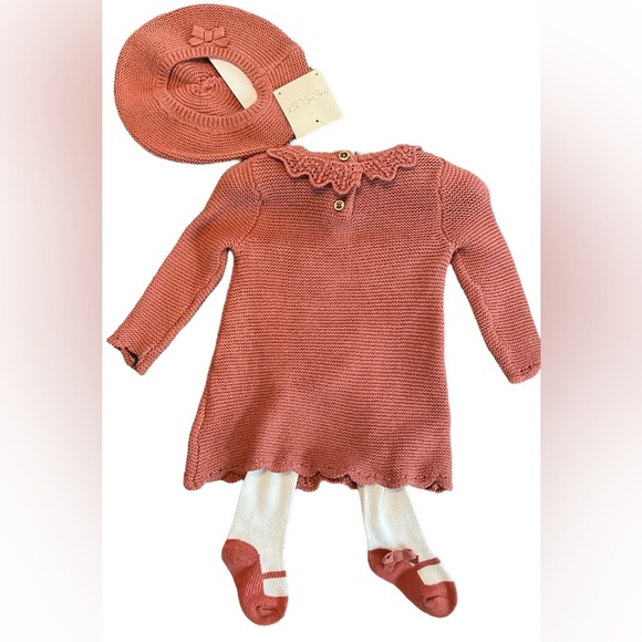 Rachel Zoe Dresses Nwt Rachel Zoe Baby Dusty Rose 4 Piece Cable Knit Sweater Dress Set 3